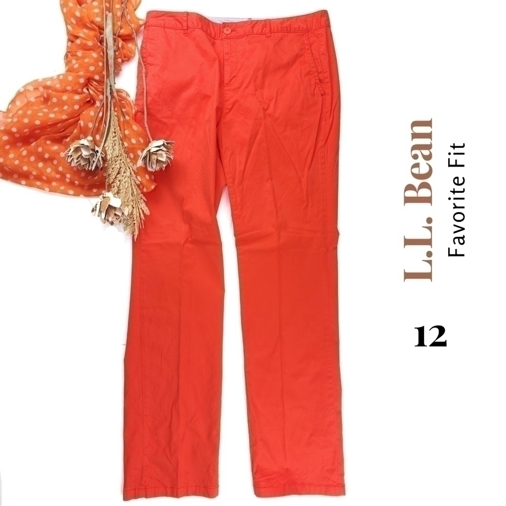 L.L.Bean Coral Favorite Fit Cotton Pants Sz 12